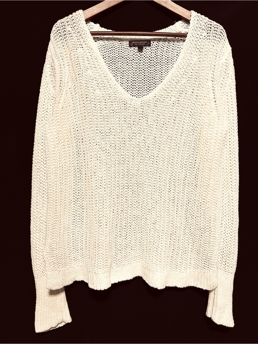 Banana Republic 100% Italian Linen Chunky Knit V-Neck Sweater L